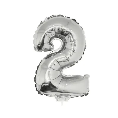 Balon cifra folie argintie, inaltime 41 cm, metalizat