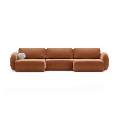 Colțar cărămiziu extensibil/cu spațiu de depozitare cu tapițerie din chenille (în formă de "U") Tonale – Cosmopolitan Design