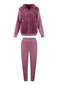 Pijama regular fit cu fermoar - Roz prafuit