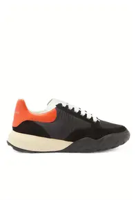 Sneakers barbati - Court Panelled - Negru/Portocaliu