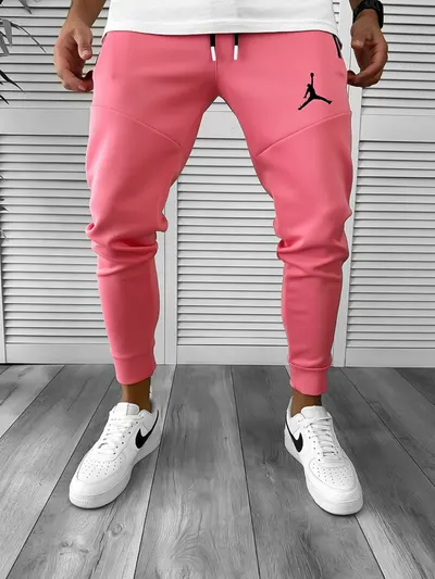 Pantaloni de trening roz conici,silon, 12361 D5-5.3
