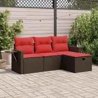 Gossi set canapele de gradina, 4 piese, cu perne, maro poliratan maro