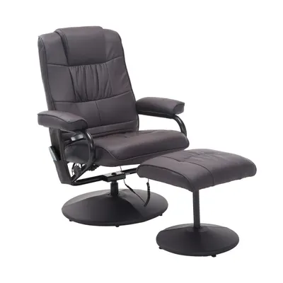 HOMCOM Fotoliu de masaj relaxant, incl. taburet, 10 puncte de vibrație, 1 telecomandă; 77 cm x 84 cm x 95 cm, Maro | Aosom Romania