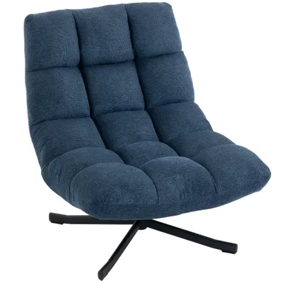 HOMCOM Scaun accent rotativ, fotoliu lounge modern fără cotiere cu picioare din oțel, albastru închis | Aosom Romania