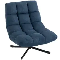 HOMCOM Scaun accent rotativ, fotoliu lounge modern fără cotiere cu picioare din oțel, albastru închis | Aosom Romania