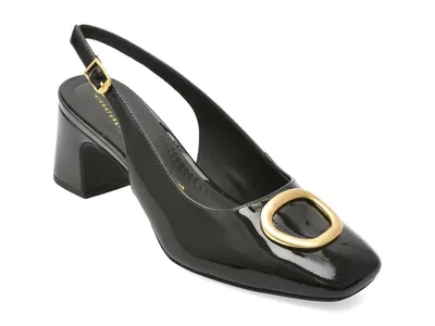 Pantofi eleganti CLARKS negri, FERNIE SLING, din piele naturala lacuita