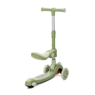Trotineta pentru copii Lorelli Swiftie Green pliabila, roti cu led, sezut pliabil, ghidon reglabil, platforma cu lumini si melodii, greutate admisa 50 kg