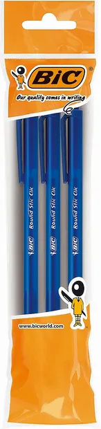 Set de pixuri BIC Round Stic - 1.0 mm, albastru, 3 buc