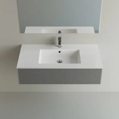 Lavoar baie incastrat din compozit 100x50 cm, alb mat, dreptunghiular Foglia Pure 100