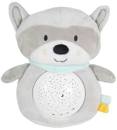 Lampă de noapte și reflector Moni Toys - Snuggly, Raccoon