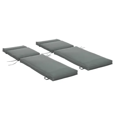 Outsunny Set 2 Perne pentru Scaune de Exterior cu Curele, Perne de Exterior Umplute cu Bumbac și Poliester, pentru Șezlonguri, Fotolii de Grădină, 196x55x8 cm, Gri Închis | Aosom Romania