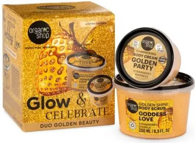Organic Shop Set Golden Beauty - Scrub și cremă de corp, 250 + 100 ml