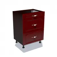Corp inferior 60 cu 3 sertare metalice pentru greutate Zebra MDF tulip rosu