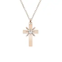 Elif - Colier personalizat cruce din argint 925 placat cu aur roz si Cristal Swarovski
