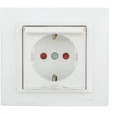 Priza Schuko Prot Copii Capac ST Mina Ovivo OV00439, 10A, 250V, IP20, Natural alb