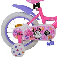 Bicicleta pentru copii EL Minnie Mouse 14 inch Cutest Ever ND, frana de mana pe roata din fata, scaun si ghidon reglabil, spite metalice, roti gonflabile, stopuri reflectorizante
