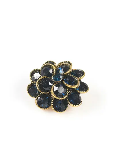 Brosa martisor floare cu pietre negre