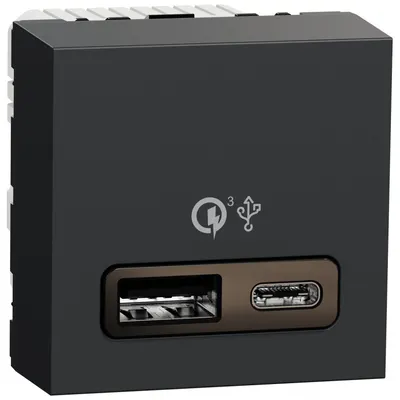Incarcator rapid USB dublu A+C 18W Schneider Noua Unica NU301954, antracit