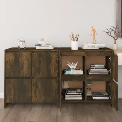 vidaXL Servante, 2 buc., stejar fumuriu, 70x41x75 cm, lemn prelucrat