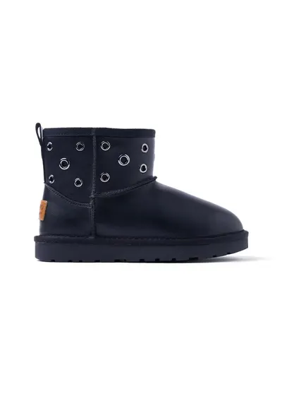 Ghete de piele ecologica Eyelet Australian - Negru
