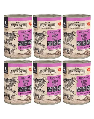 WIEJSKA ZAGRODA Conservă hrană pentru căței festin de carne 6x400 g