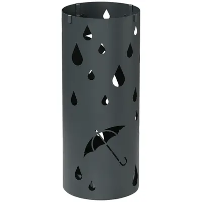 HOMCOM Suport pentru umbrele, oțel, formă de coloană, compartiment inferior detașabil, Ø17 x 41H cm, gri | Aosom Romania