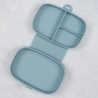 Caserola compartimentata din silicon cu ventuza AppeKids Magic Box Aqua Blue