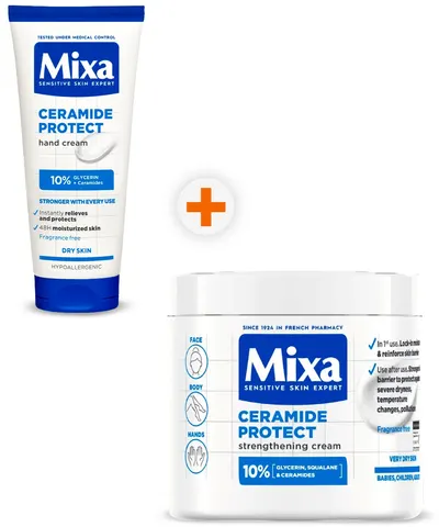 Mixa Ceramide Protect Set - Cremă de mâini și Cremă de corp, 100 + 400 ml