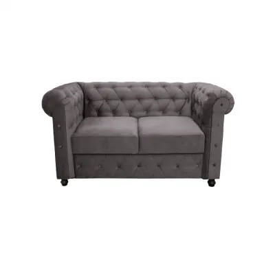Canapea fixa CHESTERFIELD, 2 locuri, cu arcuri, gri, 168x90x80 cm