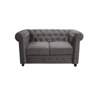 Canapea fixa CHESTERFIELD, 2 locuri, cu arcuri, gri, 168x90x80 cm