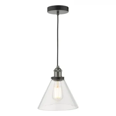Lampa suspendata Ray 1 Light Single Pendant Antique Nickel Clear Glass