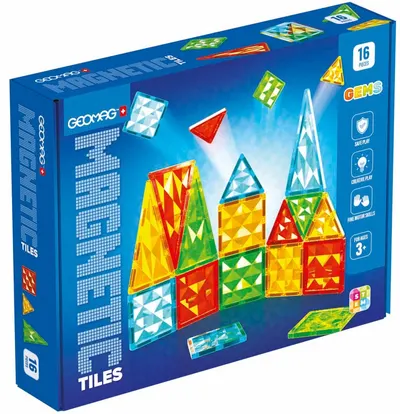Constructor magnetic Geomag - Placi multicolore, 16 piese