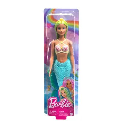 Papusa sirena cu accesorii, Barbie, Bleu, HRR03
