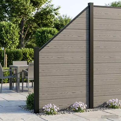 vidaXL Set de Gard 446 x 186 cm WPC și Aluminiu Gri