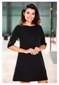 Rochie trapez mini cu maneca 3/4 - - Negru