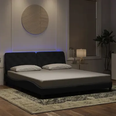 vidaXL Cadru de pat cu LED fără saltea, negru, 180x200 cm, catifea