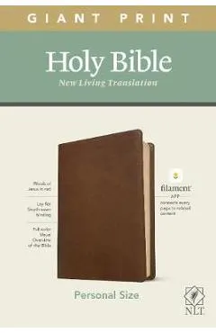 NLT Personal Size Giant Print Bible, Filament Enabled Edition (Red Letter, Leatherlike, Rustic Brown)