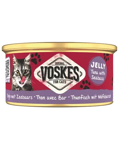 VOSKES Jelly Tuna with Seabass 85 g hrană complementară pentru pisici, 100% ton cu biban de mare în jeleu