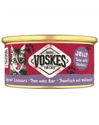 VOSKES Jelly Tuna with Seabass 85 g hrană complementară pentru pisici, 100% ton cu biban de mare în jeleu