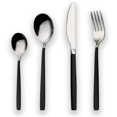 Tacamuri din Inox, 24 Piese, Berglander, Negru/Argintiu
