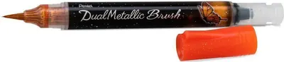 Pensulă Pentel Arts - Dual metallic, portocaliu și galben