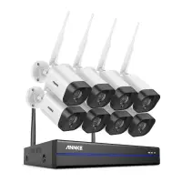 Sistem performant de supraveghere video WiFi ANNKE N48WHR+I71GK*8, NVR 8 canale, 8 camere tip Bullet interior/exterior 3MP, Super HD, vedere nocturna IR, audio, rezistent la intemperii