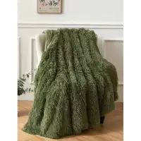 Patura Super Pufoasa CoCoLiNo, FLUFFY, cu blanita, 200x230cm, Olive