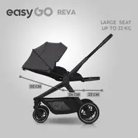 Carucior 2 in 1 pentru copii Easy Go Reva Cloud Gray, pana la 22 kg, piese reversibile, copertina XXL, accesorii incluse