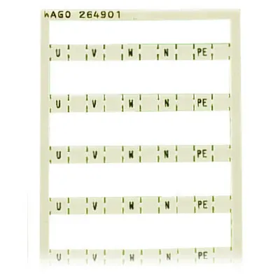 Mini-WSB marking card; as card; MARKED; U, , V, , W, , N, , PE; not stretchable; Horizontal marking; snap-on type; white