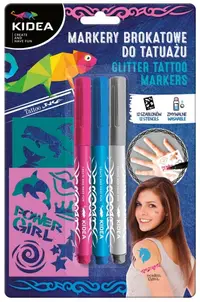 Markere de tatuaje Kidea - 3 piese + 12 sabloane