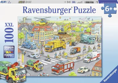 Puzzle Ravensburger din 100 XXL de piese - Vehicule in oras