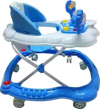 Premergator reglabil in 2 trepte Novokids Baby C Albastru Ratusca cu melodii, roti silentioase din silicon, pliabil