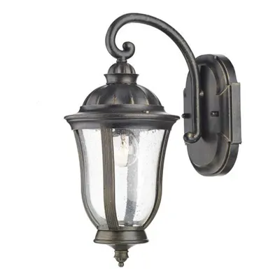 Aplica Johnson Outdoor Wall Light Black/Gold Glass IP44