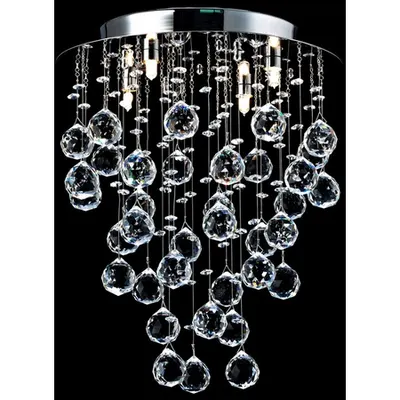 Plafoniera Modern Rockfall,6 becuri dulie G9, 230V,D.45cm, H.54 cm,Nichel
